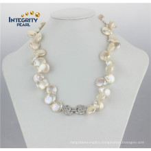 14-16mm Frshwater Natural Coin Shape Pearl Necklace
